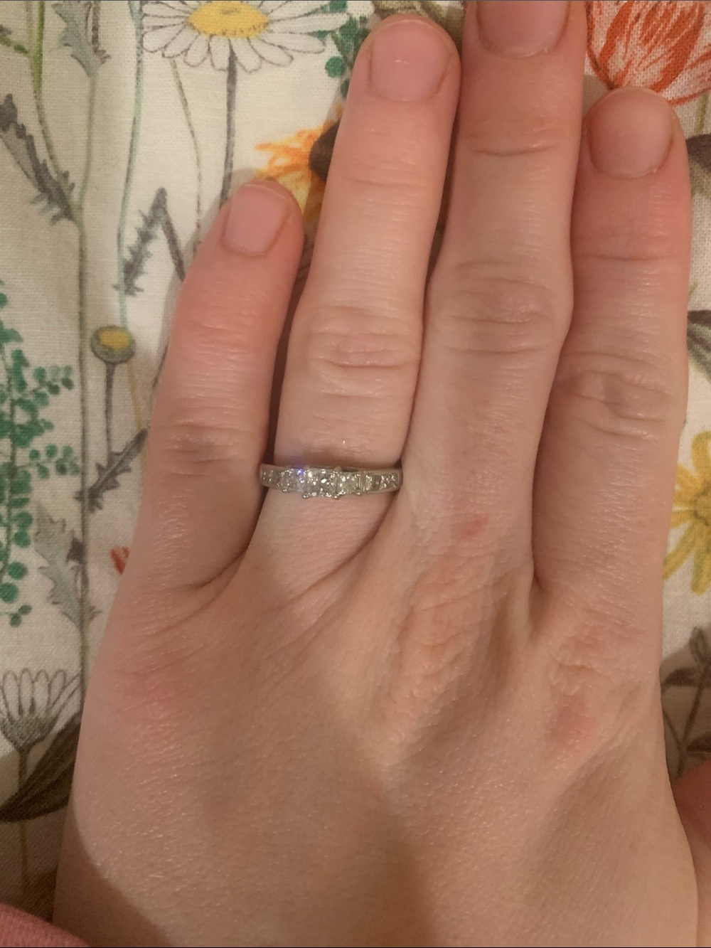 Three Stone Princess Cut Diamond Wedding Silver Ring